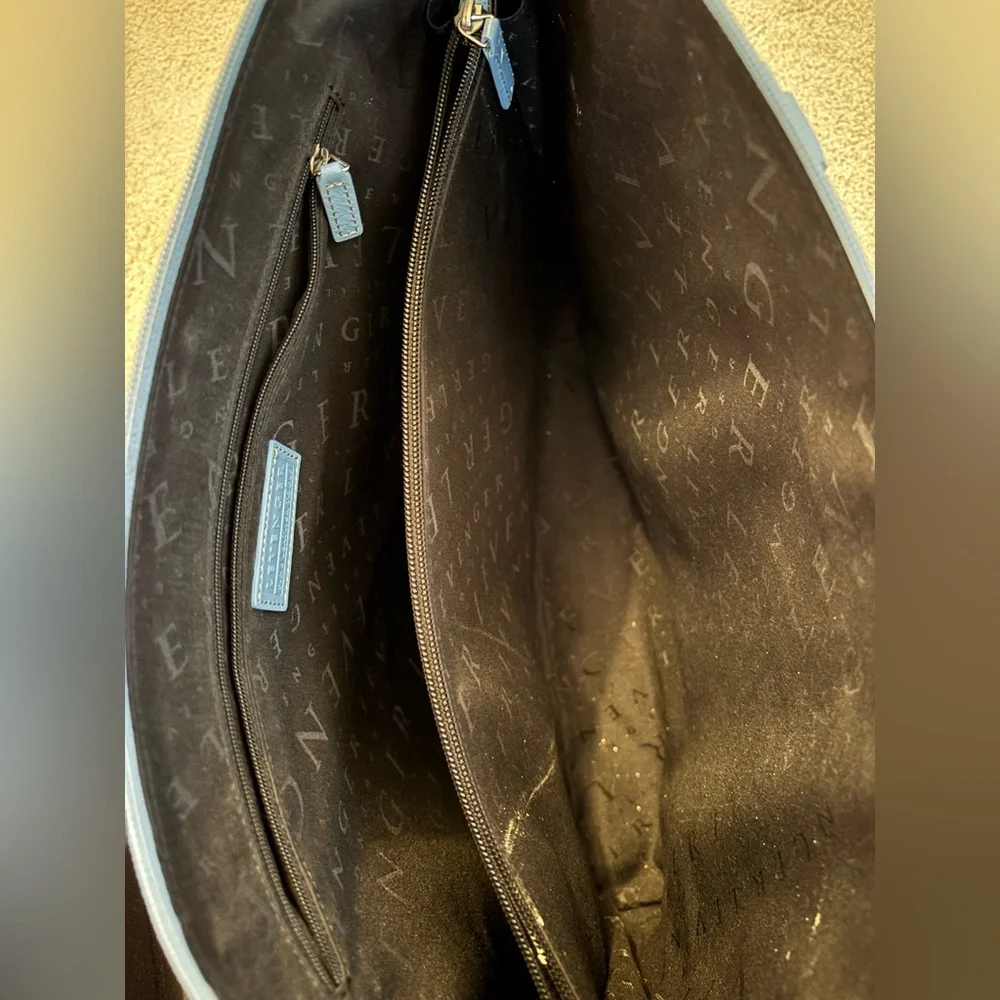 Levenger 100% Leather Light Blue Briefcase with Removable Shoulder Strap $450